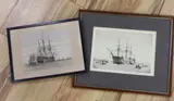HMS Victory at Portsmouth by Rowland Langmaid, etching, sold May 2023