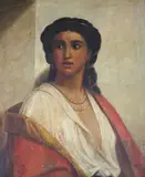 Portrait of a classical beauty by J. Welshe, 1886, oil on canvas, sold May 2023