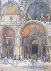 Entrance to St Marks, Venice by Bernhard Sickert, pastel, sold May 2023