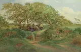 The Old Roman Road, Prenton, Golf Links by Robert Dobson, 1886, watercolour, sold May 2023
