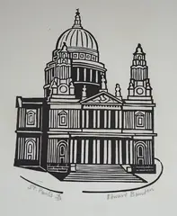 St. Pauls by Edward Bawden, woodcut, sold May 2023