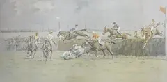 The Grand National, The Canal Turn by Charles Johnson Payne, print, sold May 2023
