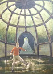 Under the lake by Peter Messer, oil, sold May 2023