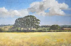 Cornfield by Pat Reid, oil on board, offered May 2023