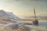 Fisherfolk at low tide by John Syer, oil on canvas, sold May 2023