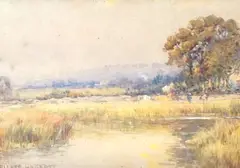 River landscape by Parker Hagarty, 1892, watercolour, sold May 2023