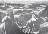 August: Harvesting by Clare Leighton, woodcut, sold May 2023