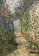 In an Old World Garden by Ada Dennis, oil on board, sold Apr 2023