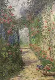 In an Old World Garden by Ada Dennis, oil on board, sold Apr 2023