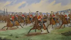 Charging Cavalry by Richard Simkin, 1874, watercolour, sold Apr 2023