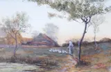 Returning Home, Evening by Wilfred Williams Ball, 1881, watercolour, sold Apr 2023