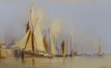 Boulogne Harbour trawlers by W. A. Earp, watercolour, sold Apr 2023