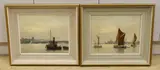 Southwark' and 'Thames Barges by Albert Vavasour Hammond, watercolor, sold Apr 2023