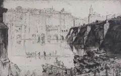 Drypoint etching by Frank Brangwyn, etching, sold Apr 2023