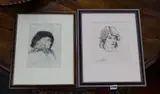Trishia' and 'The Fur Hat by Llewellyn Petley-Jones, pencil, sold Apr 2023