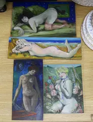 Female nudes, all signed and dated verso, c.1996, largest 19 x 30cm, unframed by Gabriel Summers, oil, offered Apr 2023