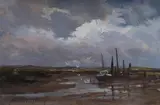 Morston Creake, Norfolk by Andrew King, oil on board, sold Apr 2023