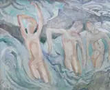 The Bathers by Elsie Marion Henderson, oil on canvas, sold Apr 2023