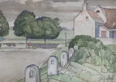 Boundary stones by James Walker Tucker, watercolour, sold Apr 2023