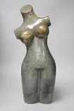 A large carved stone female torso, 52cms high by Daniel Baradza, sculpture, sold Apr 2023