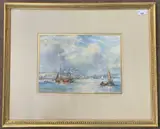 Fishing boats off the Cornish coast by B. F. Gribble, watercolour, sold Aug 2023