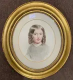 Oval portrait of a young girl by William Henry Goose, pencil and watercolour, sold Aug 2023