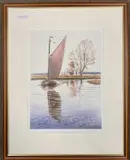 In Full Sail' watercolour on paper by Martin Sexton, watercolour on paper, sold Aug 2023