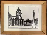 Royal Naval College, Greenwich, linocut by Anne E. Christopherson, 1972, linocut, sold Aug 2023