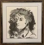 Portrait of Alois (Aloys) Senefelder (German,1771-1834), inventor of lithography, dated 23 by Graham Sutherland, lithograph, offered Aug 2023