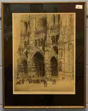 Amiens Cathedral, 1918 by Arthur James Turrell, etching, sold Aug 2023