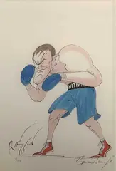 Ricky Hatton by Gerald Scarfe, pencil, offered Aug 2023