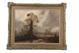 Shooting scene by John Trickett, oil on canvas, offered Jul 2023