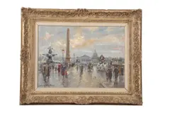 Place de la Concorde by Antoine Blanchard, oil on canvas, sold Jul 2023