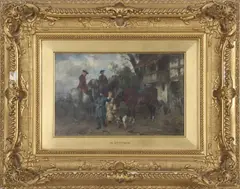 The Halt by Hélène Büttner, 1881, oil on panel, sold Jul 2023