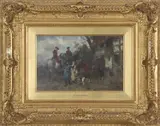 The Halt by Hélène Büttner, 1881, oil on panel, sold Jul 2023