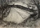 Winter Landscape, Wickmere, Norfolk' compressed charcoal on paper by Leslie Marr, 1992, charcoal on paper, sold Jul 2023