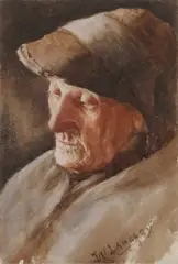 Head portrait of a fisherman by Walter Langley, watercolour, sold Jul 2023