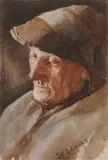 Head portrait of a fisherman by Walter Langley, watercolour, sold Jul 2023