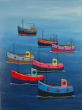 Sea Fleet by Paul Bursnall, 2018, Acrylic on canvas, sold Jul 2023