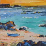 Blue Boat by Graham Evernden, 2021, Acrylic on board, sold Jul 2023