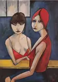 Thinking by Dennis Buswell, Acrylic on paper, sold Jul 2023