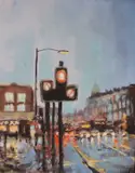 Urban Light R6 by Paul Mitchell, Mixed media on board, sold Jul 2023