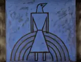 Goddess in Blue by Peter Fox, 2023, Gouache on paper, signed and dated, sold Jul 2023