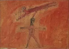Circus Act by Michael Rees, Gouache and pencil on paper, signed and titled on verso, offered Jul 2023