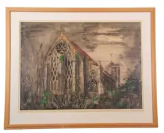 Dorchester Abbey by John Piper, lithograph, sold Jul 2023