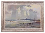 Halvergate / Reedham by Geoffrey Chatten, oil on board, offered Jun 2023