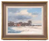 Winter landscape with foreground pheasants by Raymond Leech, oil on board, offered Jun 2023