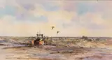 Thornham Sluice, Evening Light by Brian Day, watercolour, sold Jun 2023