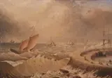 A heavy swell off the harbour by Richard W. Harrison, 1879, watercolour, sold Jun 2023