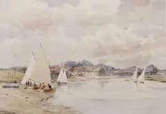 Blakeney sailing by Gerald Ackermann, watercolour and pencil, sold Jun 2023